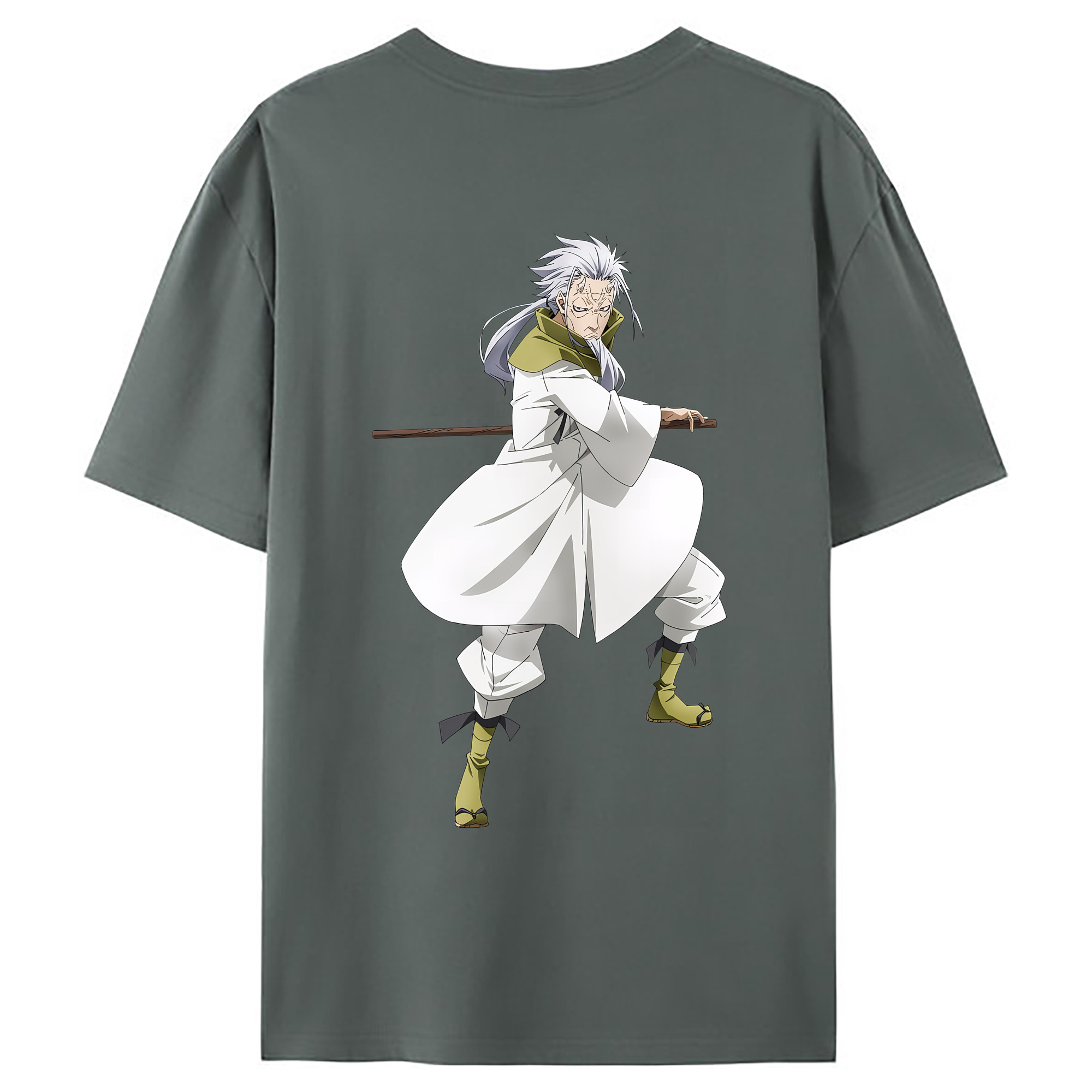 （画像用） 転スラ Regarding Reincarnated to Slime 綿100％ メンズ半袖Tシャツ（バックプリント） 通気性